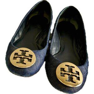 Tory Burch Quinn Denim Reva Ballet Flats Size 6